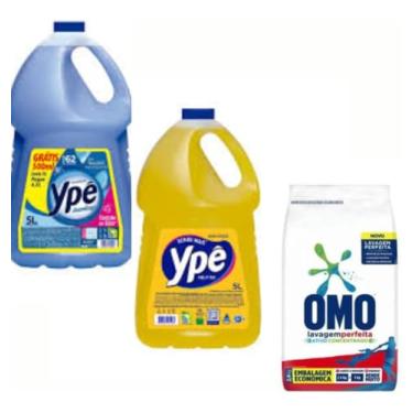 Imagem de Amaciante Ypê 5l + Detergente Ype 5l + Sabão Em Pó Omo 2.4kg