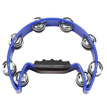 Imagem de Soulmate Tambourine Metal Jingles Mão Percussão Meia-Lua Fileira Única Pandeiro para Crianças Adulto Instrumento Musical Presente para KTV, Festa, Azul para 3+ anos de idade