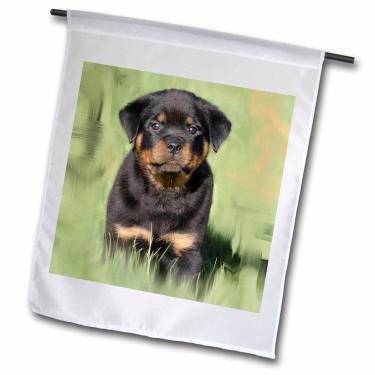 Imagem de 3dRose Fl_4372_1 Filhote Rottweiler, Bandeira de jardim, 30 x 45 cm