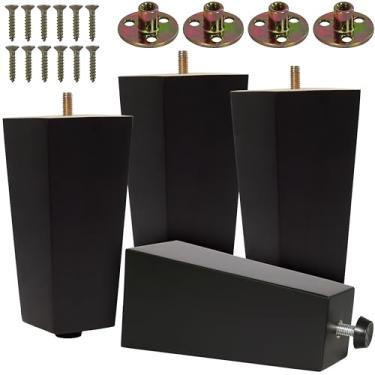 Imagem de CODIN (5 tamanhos: 7.6 cm-10.2 cm-12.7 cm-15.2 cm-20.3 cm Conjunto de 4 pernas de móveis de madeira - Pernas quadradas de sofá, perna de sofá - Pernas de substituição modernas marrons de meados do