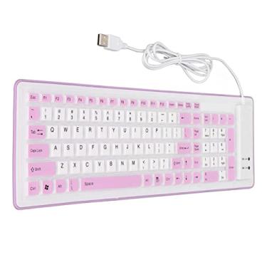 Imagem de Teclado de Silicone Dobrável Mudo à Prova D'água, Economia de Espaço, 103 Teclas, Teclado Com Fio USB para PC Laptop, PurpleBluePink (Roxo)