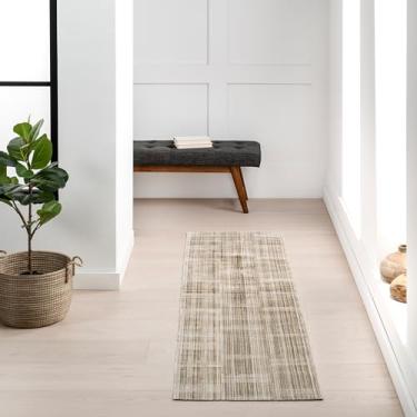 Imagem de nuLOOM Zya Tapete geométrico para uso interno/externo lavável à máquina, 5 x 20 cm, bege