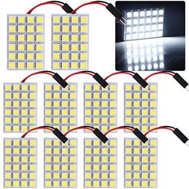 Imagem de Grandview tm branco 10-pack 5050 24smd led painel cúpula luz auto leitura do carro interior lâmpada luz da placa de licença (dc-12v) + adaptador t10 ba9s festão