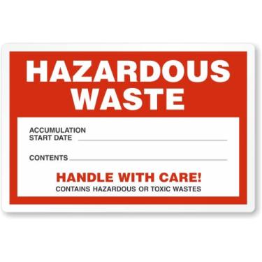 Imagem de Alça de resíduos perigosos com cuidado, etiqueta de tambor de plástico branco, 100 etiquetas/rolo, 15 x 10 cm