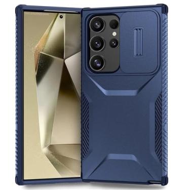 Imagem de Capa para Samsung Galaxy S24 S23 Ultra Plus FE A55 A35 A15 A54 5G Grau Proteção à prova de choque Slide Camera Armor Case, Azul marinho, para Samsung A15