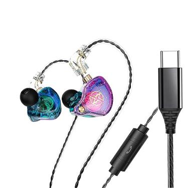Imagem de Fone de ouvido intra-auricular DX2 HiFi intra-auricular com novo driver magnético composto dinâmico de 10 mm no fone de ouvido (tipo C, com microfone, roxo)..