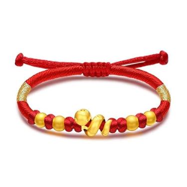 Imagem de Eymi Pulseiras trançadas feitas à mão com cordão vermelho para mulheres, signo de animais do zodíaco chinês, pingente de cobra da sorte, joia do ano de cobra, presente do festival da primavera,