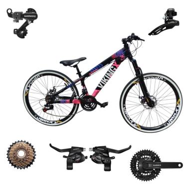 Imagem de Bicicleta 26 VikingX Tuff25 21v Index Freeride Shimano Disco Mecânico Pneu Slick Fino FX 1.50-Unissex