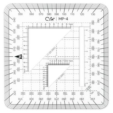 Imagem de CYA Mapa Militar Quadrado Escala Coordenada Transferidor Mapa para Navegação Terrestre
