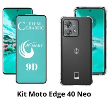 Imagem de Capa Capinha Anti Choque + Película de Cerâmica para Motorola Moto Edg