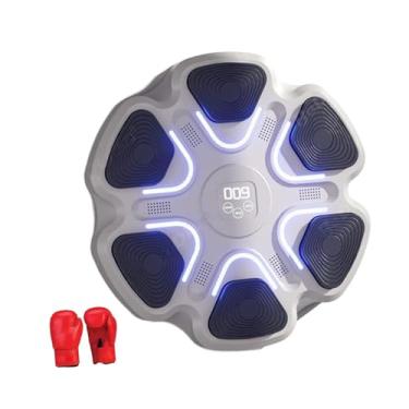 Imagem de YIJU Máquina de boxe de música, alvo de parede, almofada de perfuração, montagem de parede de boxe eletrônico Treinamento alvo de treinamento para fitness, com Luvas Infantis