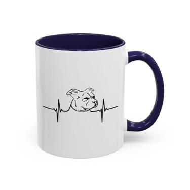 Imagem de Caneca de café Pit Bull Heart Bear - Presente para donos de cães Pit Bull, presentes para amantes de animais, design de batimento cardíaco