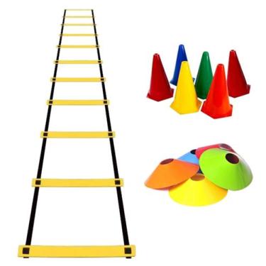 Imagem de kit agilidade treino funcional em casa ou ar livre 1 escada, 05 cones,