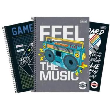 Imagem de Kit com 4 Cadernos 10 matéria Universitários Pepper Masculino Tilibra 