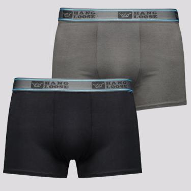 Imagem de Kit 2 Cuecas Hang Loose Boxer Cot Preto e Cinza Escuro, G