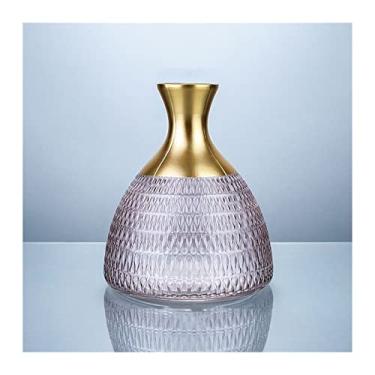 Imagem de Vaso Vaso de vidro azul dourado criativo, estante, enfeites de mesa, arranjo de flores, vaso de flores hidropônico, acessórios de decoração para casa Vaso de flores(Pequeno)