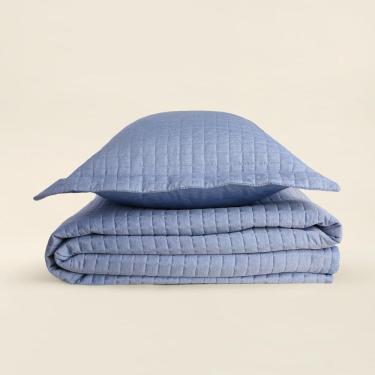 Imagem de Kit Colcha Solteiro Mesh Azul - A\CASA