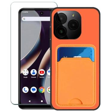 Imagem de Covthch Capa para celular Bold K10 com protetor de tela, capa carteira 2 em 1 com suporte para cartão de crédito borracha de silicone fina TPU à prova de choque para BLU G54 /BLU Bold K10 K0110WW -