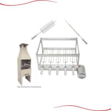 Imagem de Kit Inox Elétrico para Churrasqueira Pré Moldadas 65cm espaço 5 Espeto