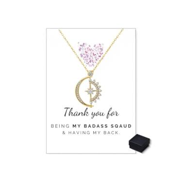 Imagem de Colar To My Badass Squad, We Always Have Each Other's Back, Colares geométricos de sol estrela e lua amizade prata colar joias presentes para meu melhor amigo, Large, Cobre, Sem Pedra Preciosa