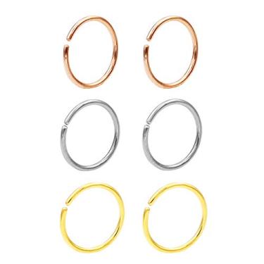 Imagem de Brincos de piercing de nariz sem costura da Jofukin, argola, septo, anel para mulheres, para Helix Daith Rook Tragus Conch Lip, joia corporal masculina 22 g/20 g/18 g - 6 mm/8 mm/10 mm/12 mm - prata/ouro/ouro rosa