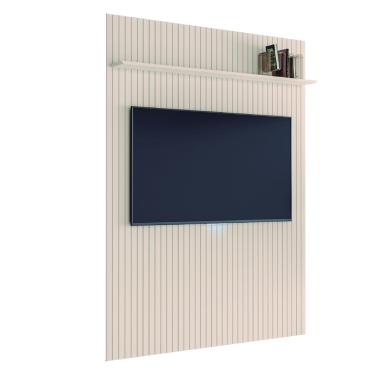 Imagem de Painel para TV Até 70 Polegadas 1,80x2,40m Ripado com Prateleira Arbo Off White edn