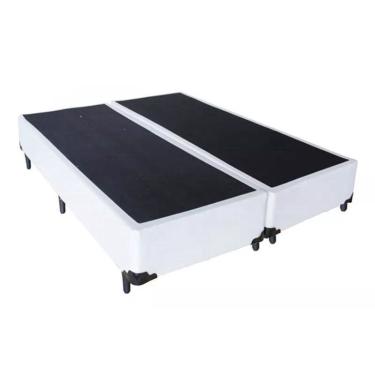 Imagem de Base Cama Box Bipartido King Size Couro Sintético Branco 40x193x203