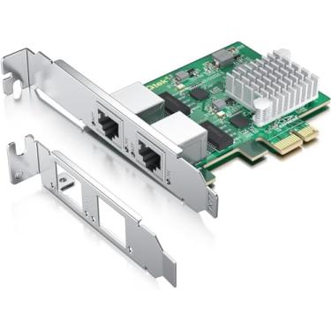 Imagem de Alwong Placa de interface de rede Gigabit Ethernet (NIC) de 100 m/1000 m/2,5 G, duas portas RJ45 de cobre, com chip Realtek RTL8125, PCIE X1, suporta Windows Server/Ubuntu/Centos/Debian