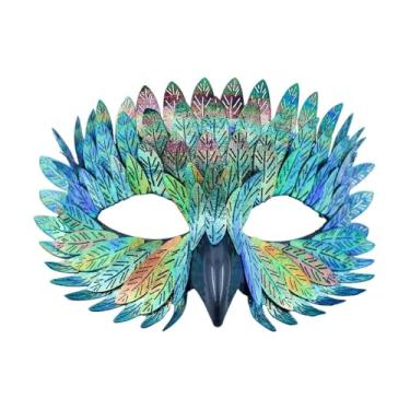 Imagem de Fiocias Máscara de Halloween, máscara de pássaro de máscaras para festa temática, Dia dos Namorados, Verde