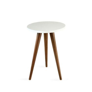 Imagem de Mesa Lateral De Canto Tripé 50x35cm Branco