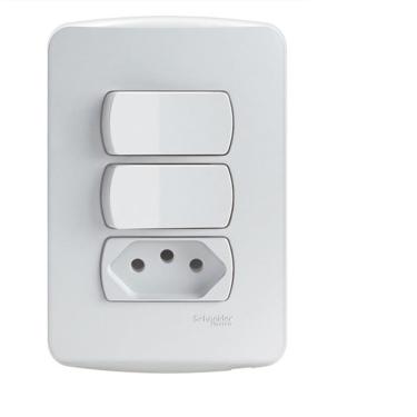 Imagem de Conjunto 2 Interruptores Simples + 1 Tomada 2P+T 10A 250V Miluz Schneider S3B69050
