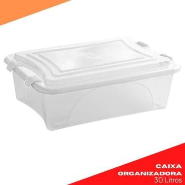 Imagem de Caixa Organizadora Branco Transparente Plasvale 30 Litros