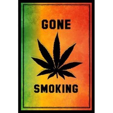 Imagem de Buyartforless Placa de folha de maconha emoldurada Work Framed Gone Smoking 91 x 61 cm, pôster de arte, decoração de parede, dispensário de faculdade médica, humor dormitório, multicolorido