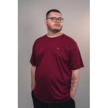 Imagem de Camiseta Masculina Plus Size Lisa Bordô 100% Algodão - Warden, Bordô, 