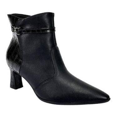 Imagem de Bota Piccadilly Irene Cano Curto Bico Fino 764011 Croco Preto-Feminino