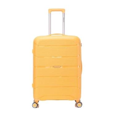 Imagem de Mala Denlex Média 66cm 4rodas Giro 360 Polipropileno Amarelo