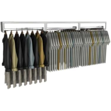 Imagem de Kit 6 Cabideiros de Parede Closet Arara de Roupas Quarto MDF Branco 60 CM；Adequado para quarto, sala de estar todos os tipos de roupas, armazenamento de sapatos(03 Cabideiros)