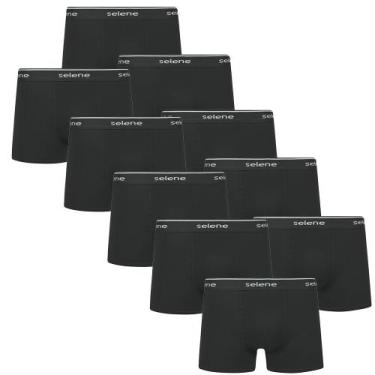 Imagem de 10 Cuecas Boxer Box Em Algodão Plus Size Tamanho Grande Selene, Preto,