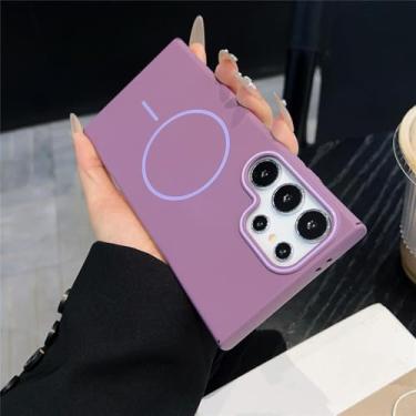 Imagem de MVVKKY para Samsung S24 Luxury Ultra Thin Pc Magnetic Case Slim Matte Armor Shockproof Cover (para Samsung S24/Roxo)