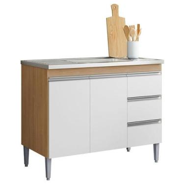 Imagem de Balcão de Pia Andréia 100 cm Amêndoa Branco - AJL - AJL Móveis