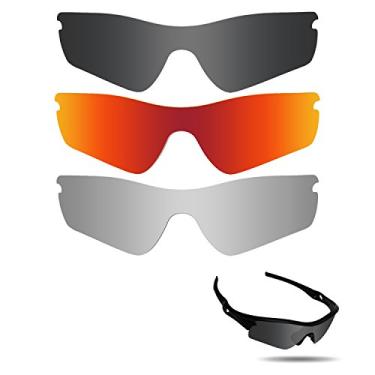 Imagem de Fiskr Lentes polarizadas de substituição para óculos de sol Oakley Radar Path com resistência a impactos, proteção contra raios UV e proteção multifuncional (preto furtivo, prata metálica e vermelho