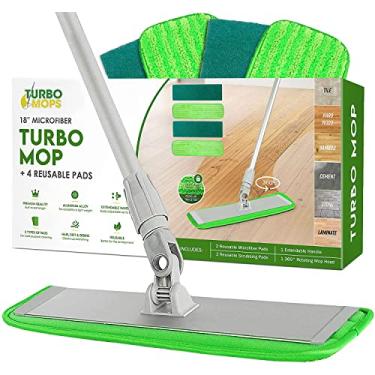 Imagem de Sistema de limpeza de chão de microfibra – Limpador perfeito para pisos de madeira, laminado e azulejo – 360 esfregões de poeira reutilizáveis com enchimento macio e alça para madeira, paredes, vinil, cozinha