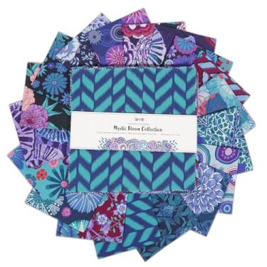 Imagem de Soimoi 40 peças de pacotes quadrados de tecido de algodão pacotes de berloques para acolchoamento, bolos gordos de quatro camadas, quadrados de colcha pré-cortados 25,4 x 25,4 cm, pacote de tecido DIY