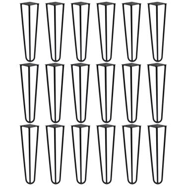 Imagem de Kit 18 Pés De Metal 30 Cm Mesa De Canto Rack E Puffs Preto