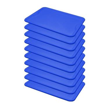 Imagem de Conjunto 10 Bandejas Plásticas Self-service Refeição 48 X 32,5 X 2 Br-100 Azul - Della...