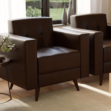 Imagem de Poltrona Decorativa Em Corino Vitrola Marrom