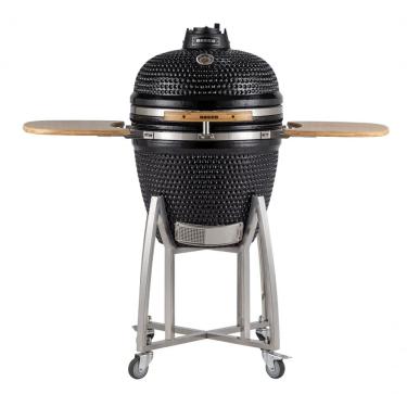 Imagem de Churrasqueira Kamado Grande Da Rasco Preto C/ Grelha Aço Inox, Suporte E Mesas. Serve Até 15 Pessoas Preto