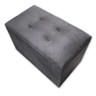Imagem de Puff Baú Banqueta Retangular Organizar E Decorar Suede 60cm Cinza