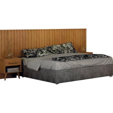 Imagem de Cabeceira Casal Milano Ripado Com 2 Mesa De Cabeceira Cinamomo