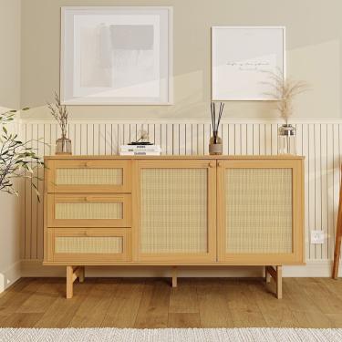 Imagem de Buffet 2 Portas 3 Gavetas Rattan Magna Cabecasa Madeiramadeira Mel